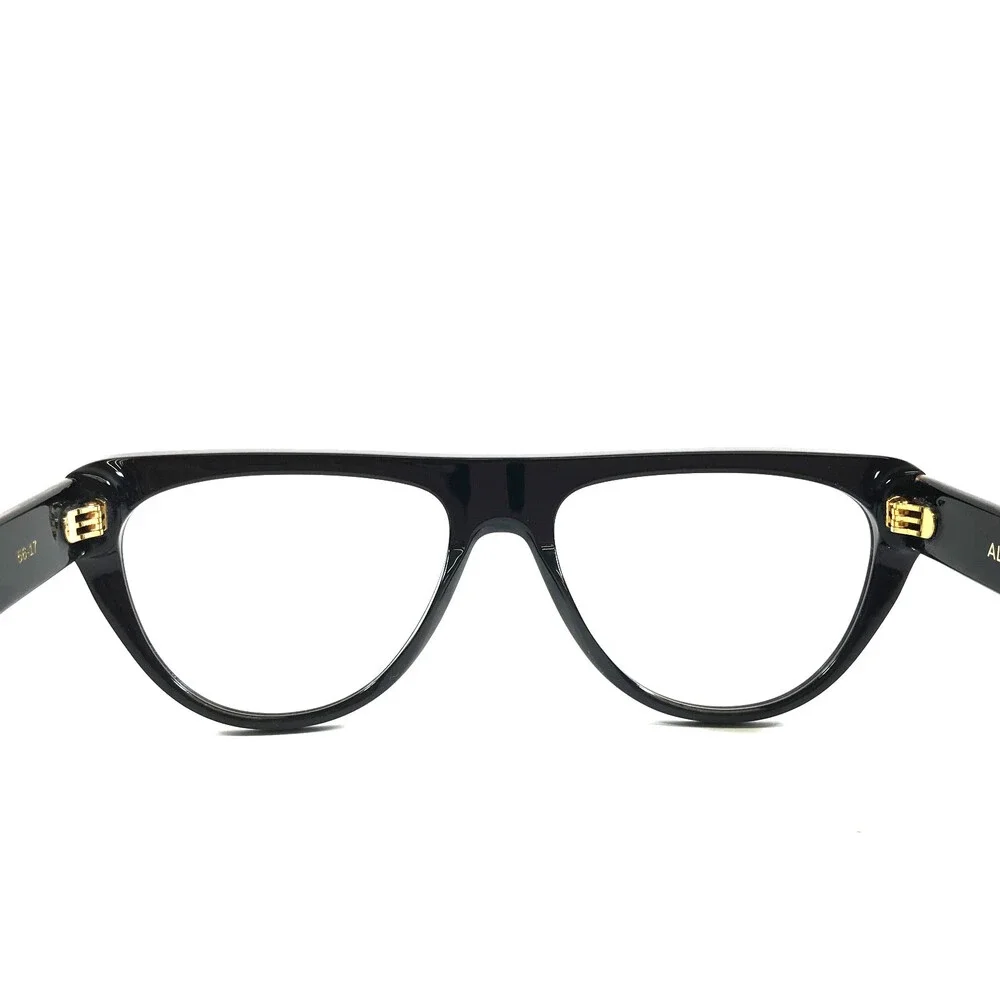 Alfred Kerbs Eyeglasses Frames MASK BK Shiny Black Gold Flat Top 56-17-143